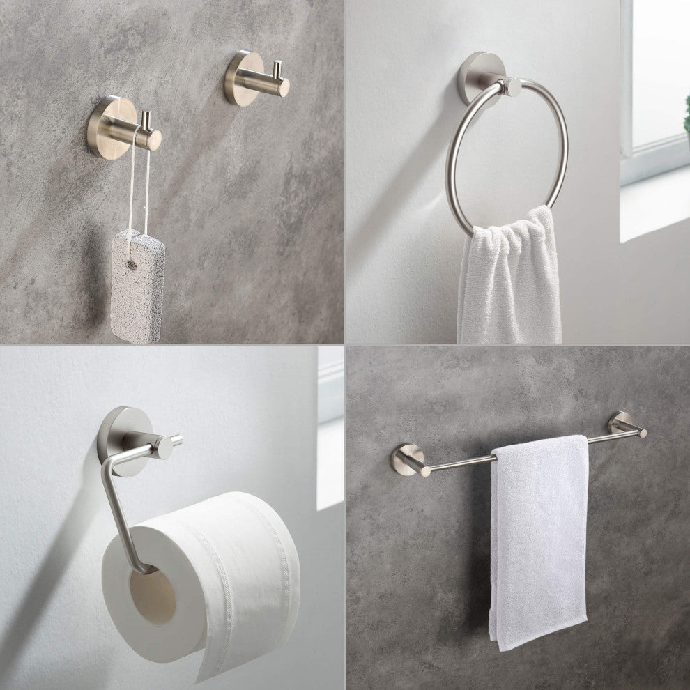 Circular 5-Piece Bathroom Hardware Set, Brushed Nickel