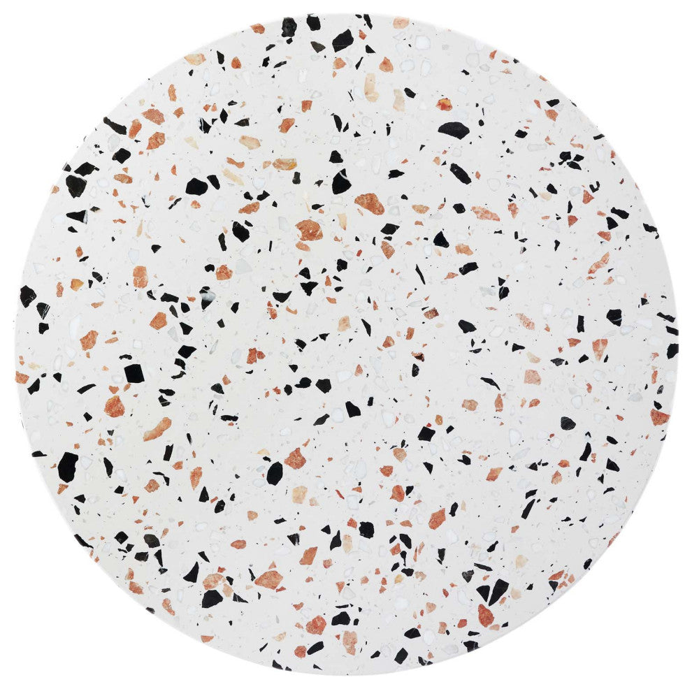 28" Dining Table, Round, White Black, Metal, Modern, Bistro Hospitality
