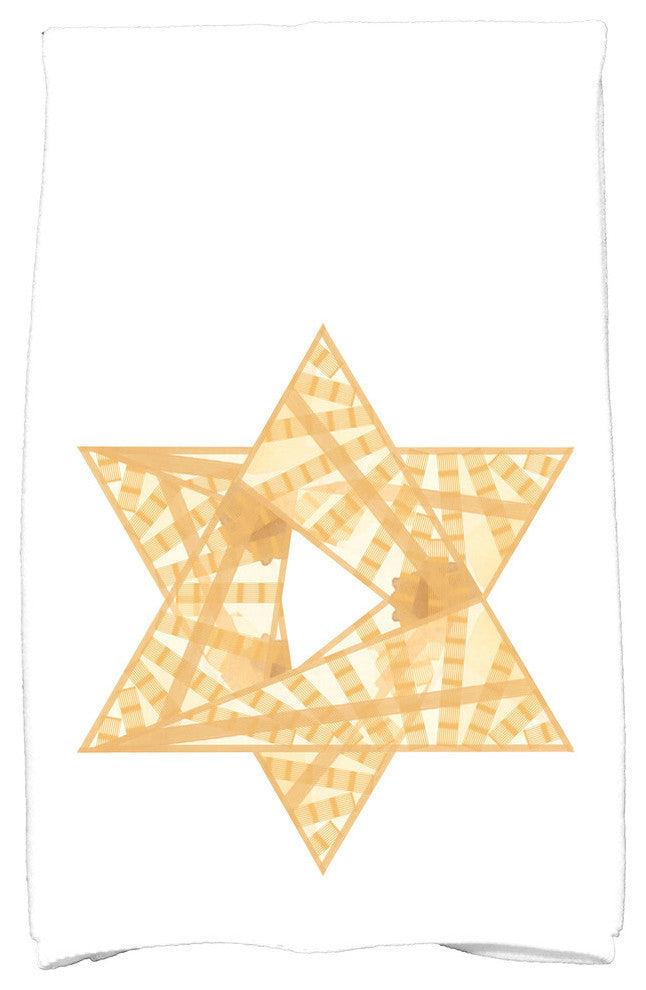 Star Mosaic Decorative Holiday Geometric Print Hand Towel, Gold