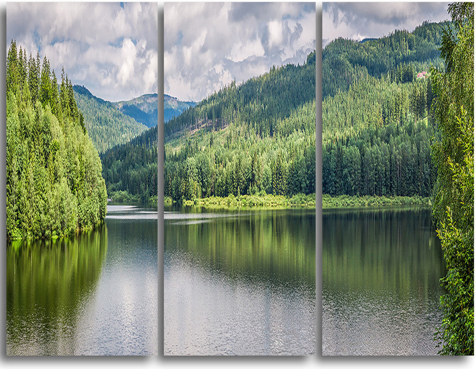 "Majestic Lake between Forest" Metal Wall Art, 3 Panels, 36"x28"