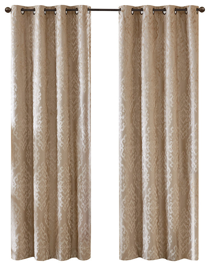 SunSmart Mirage Knitted Jacquard Damask Total Blackout Grommet Top Curtain Panel