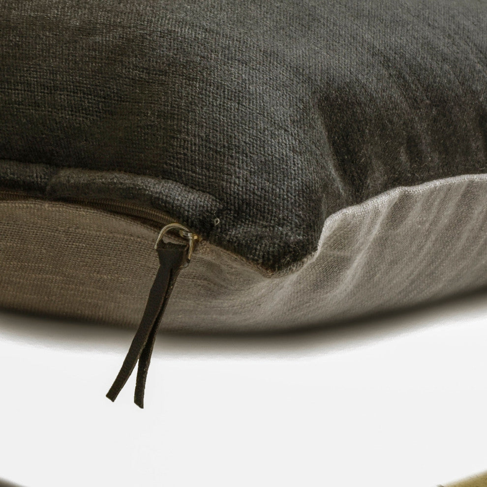 Grey Velvet Pillowcase 20"x20" Pillow Cover Top Zipper - Velvet Grey Jules
