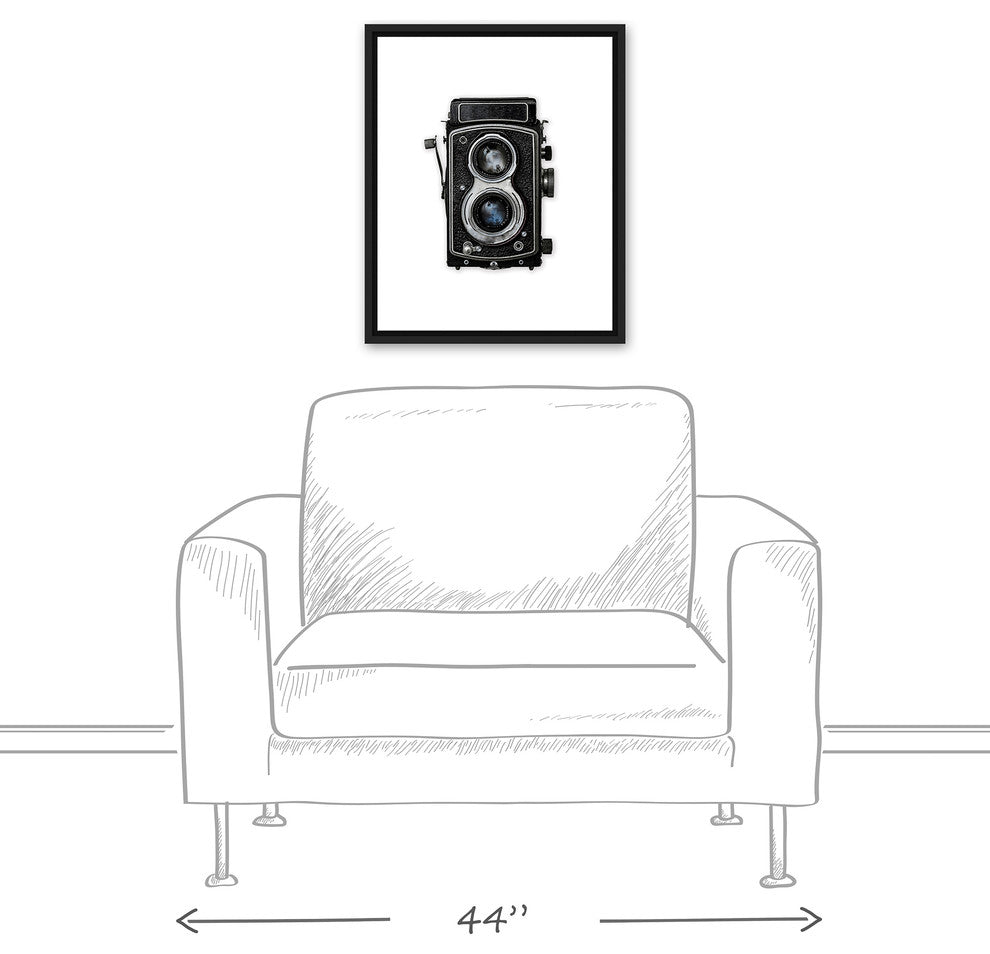Vintage Square Box Camera 16"x20" Black Framed Print on Canvas