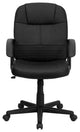 Mid-Back Black Leather Executive Swivel Chair with Arms