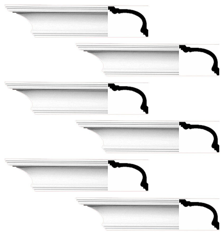 Cornice White Urethane Asheville Simple Design 6 Pcs   564" Length