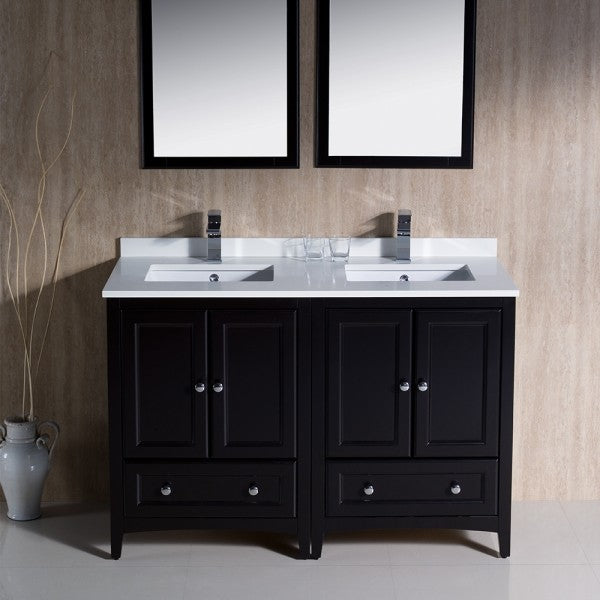 Fresca Oxford 48" Espresso Traditional Double Sink Bathroom Vanity