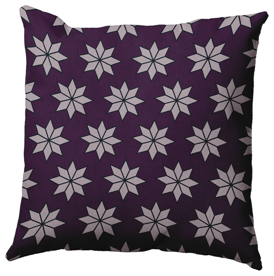 Plum Colored Christmas Stars Christmas Polyester Throw Pillow, 16"x16"