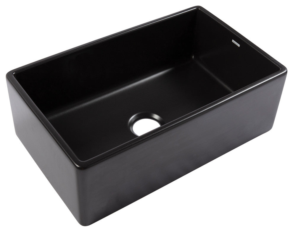 Austen Matte Black Fireclay 30" Single Bowl Farmhouse Undermount Kitchen Sink