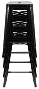 24" Metal Counter-Height Indoor Bar Stool, Stackable Set of 4, Black