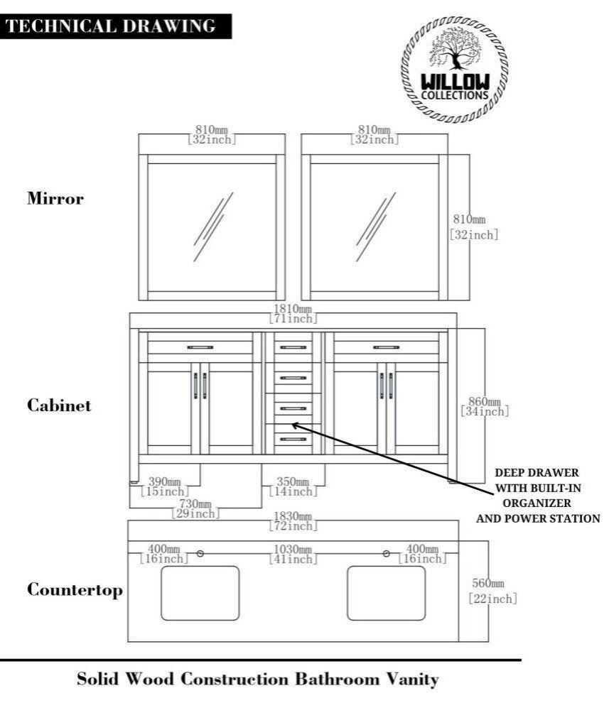 Manhattan 72 Double Sink Bath Vanity in White Oak with 5" Empira Quartz