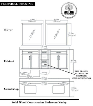 Manhattan 72 Double Sink Bath Vanity in White Oak with 5" Empira Quartz