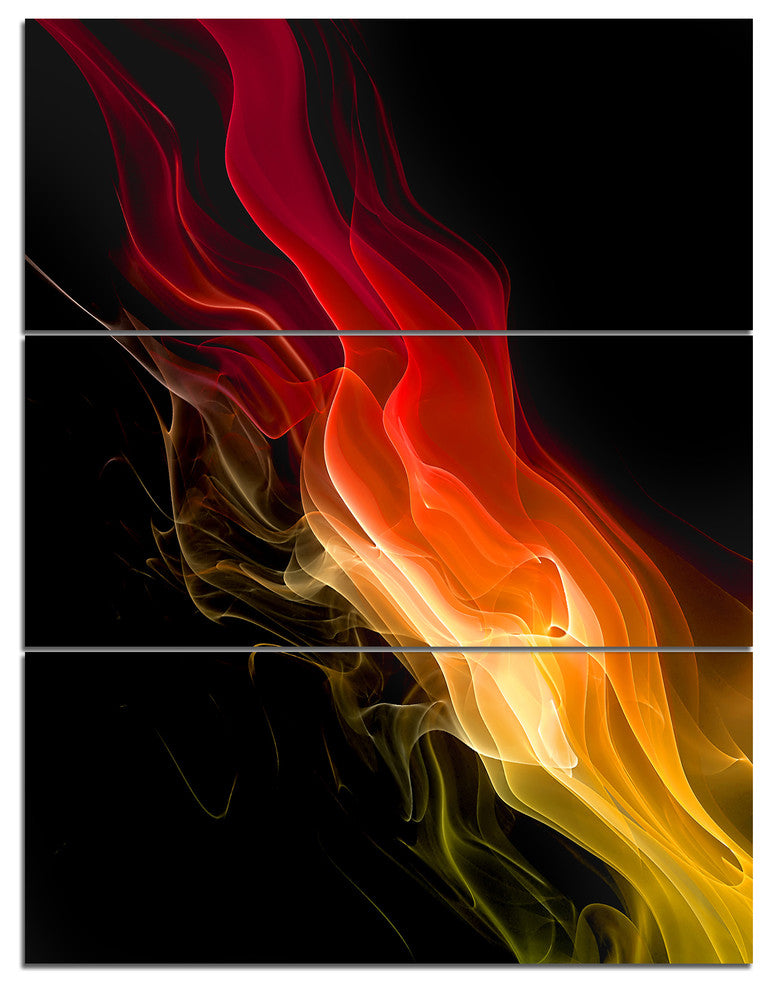 Yellow Red 3d Abstract Waves, Contemporary Abstract Wall Art, 28x36, 3 Panels