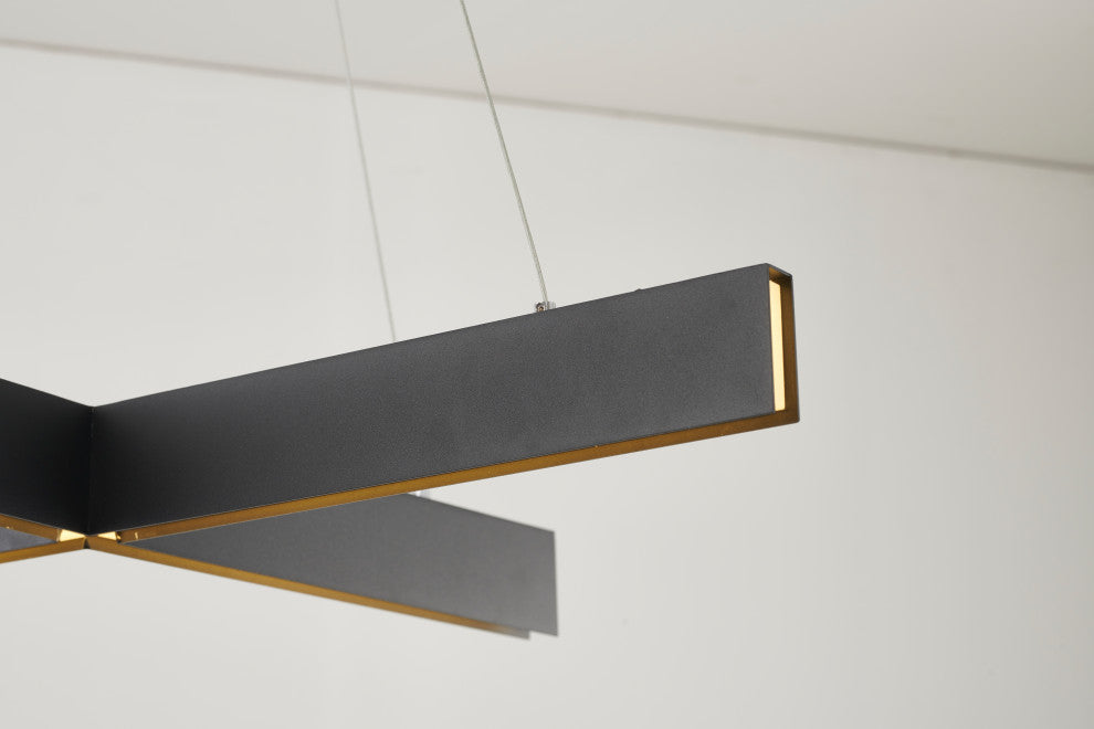 Metal and Acrylic "X" Shaped Frame LED Light Fixture, Black