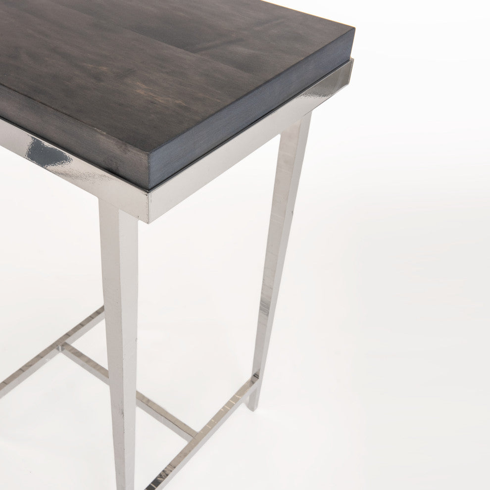 Wick Side Table, Sterling Finish, Maple Grey Accents