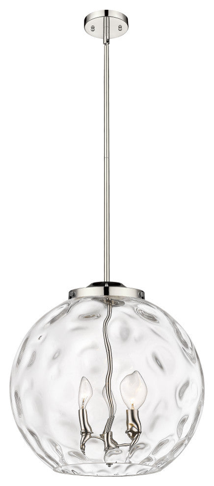 Athens Water Glass Pendant, Polished Nickel, Clear Water Glass
