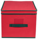 16" Red and Green Collapsible Christmas Decoration Storage Box With Handel