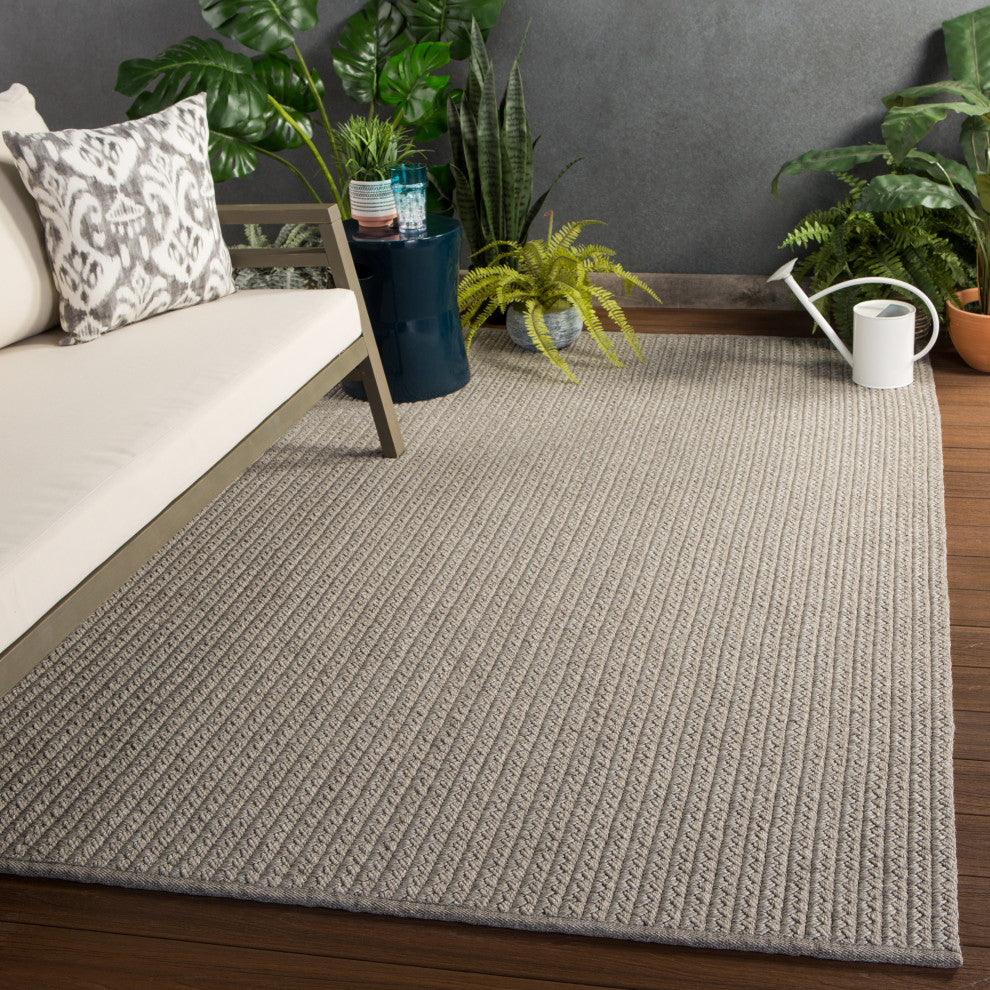 Jaipur Living Iver Indoor/Outdoor Solid Gray Area Rug, 2'6"x10'