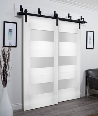 Slab Door Panel Opaque Glass / Sete 6003 White Silk / Finished Doors, 24" X 80"