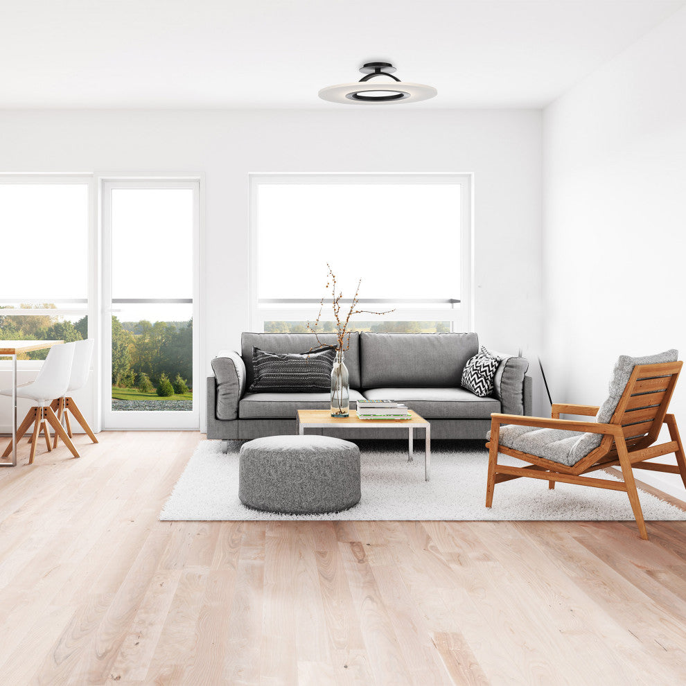 Elektron LED Semi-Flush Mount 3000K, Black, 20"