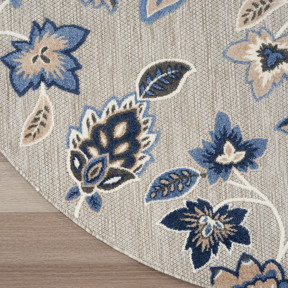 Nourison Aloha 7'10" Round Blue Grey Contemporary Area Rug