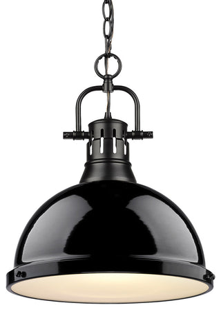 Golden Lighting 3602-L-BLK Duncan 1 Light 14"W Pendant - Black / Black