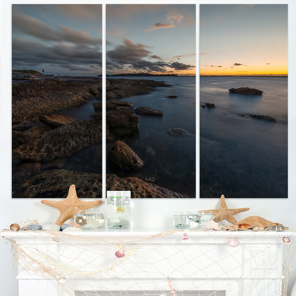"Sunset at La Perouse Beach Sydney" Metal Wall Art, 3 Panels, 36"x28"