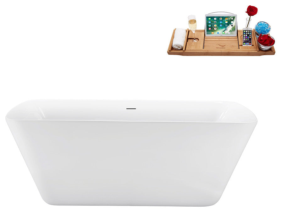 59" Streamline N3700ORB Soaking Freestanding Tub and Tray With Internal Drain