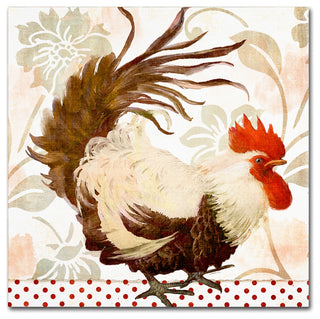 Color Bakery 'Rooster Damask II' Canvas Art, 18"x18"