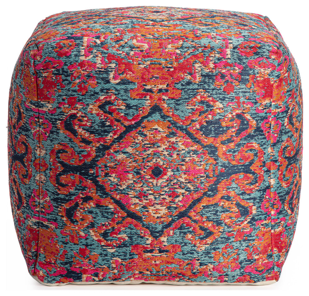 Tofino Red 20" x 20" x 20" Multicolor Pouf