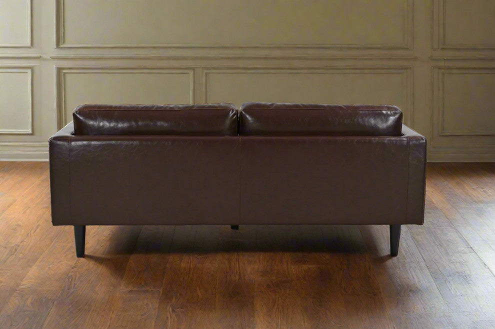 Philippe Top Grain Leather Sofa - Chocolate Brown