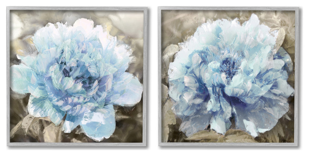 Fleeting Carnation Flower Blossoms Distinct Vintage Bokeh Painting, 2pc, 17 x 17