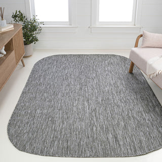 Miles Modern Minimalist Radius Corner Solid Indoor/Outdoor Shaped Area Rug