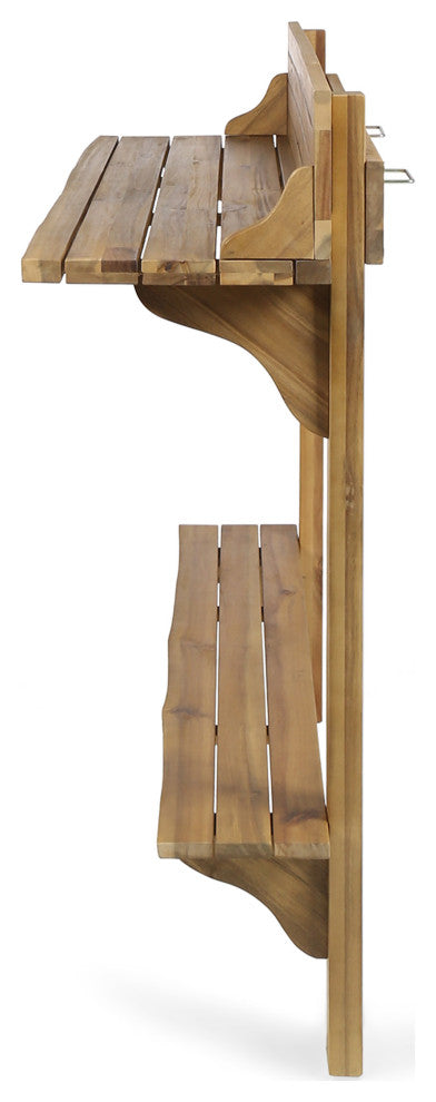 GDF Studio 3-Piece Cassie Outdoor Acacia Wood Balcony Bar Set, Natural Stained