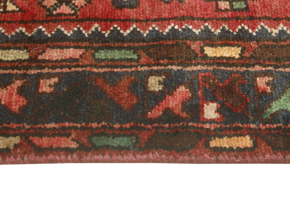 Fine Vintage Distressed Adofo Red/Charcoal Runner, 3'2 x 9'11