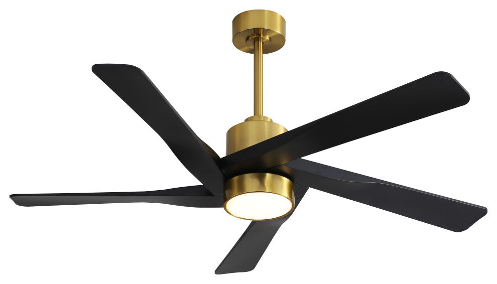 54" 5-ABS Blade Straight indoor LED Ceiling Fan, Black and Gold
