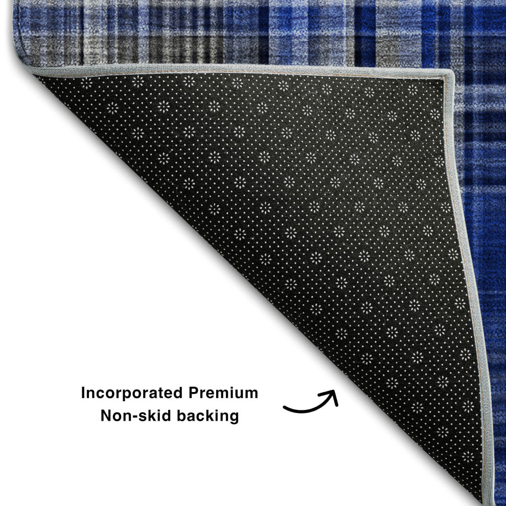 Premium Machine Washable Mayfield AMF541 Navy 2'3" x 7'6" Runner Rug