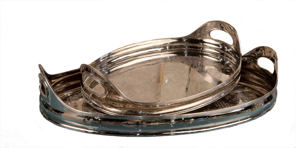 Nickel Etched Oval Tray