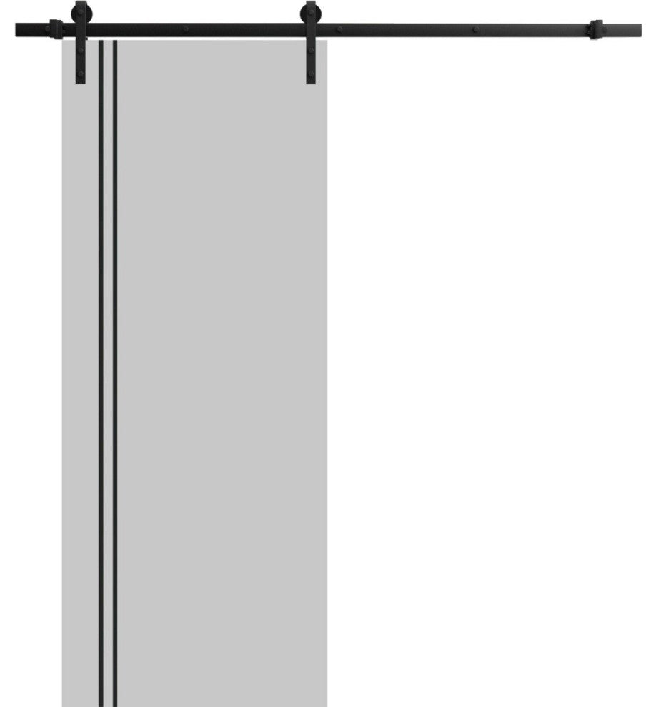 Sturdy Barn Door 42 x 80 | Planum 0016 Grey Matte with  | 8FT