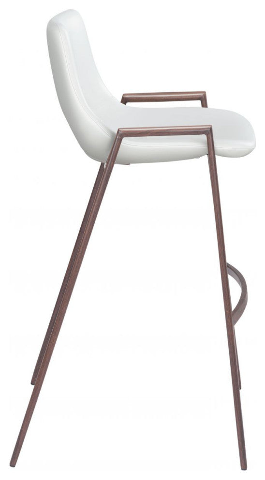Desi Barstool, Set of 2 White/Walnut