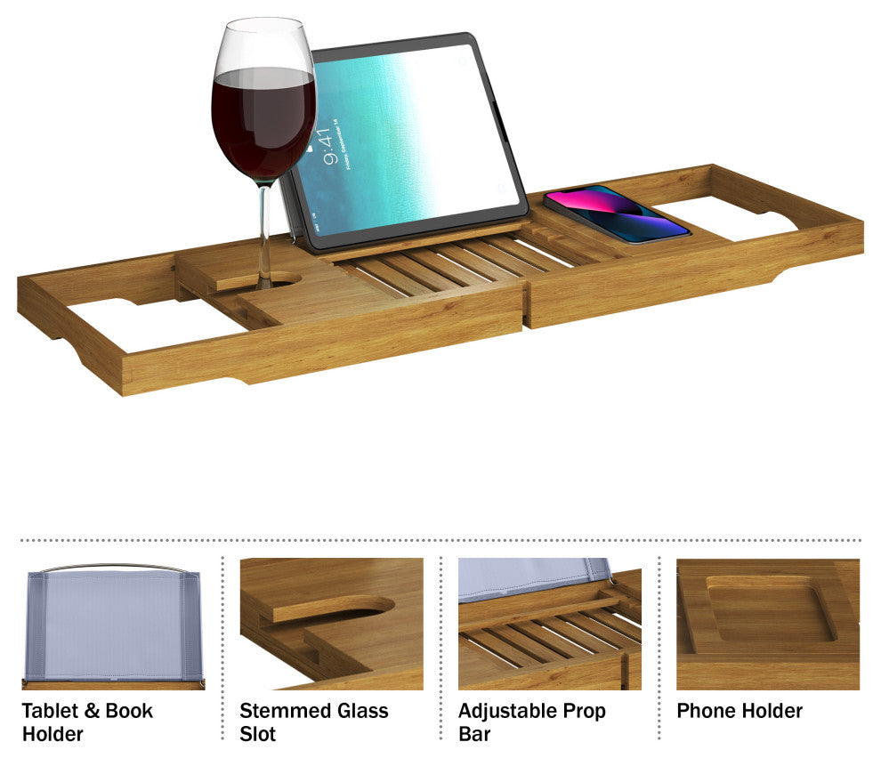 Acacia Bathtub Tray Natural Wood Tray With Extended Sides