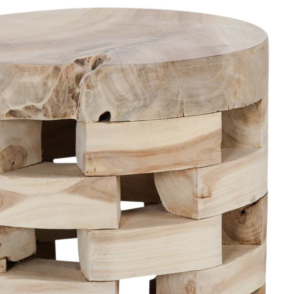 Dacosta Teak Wood Round Accent Table