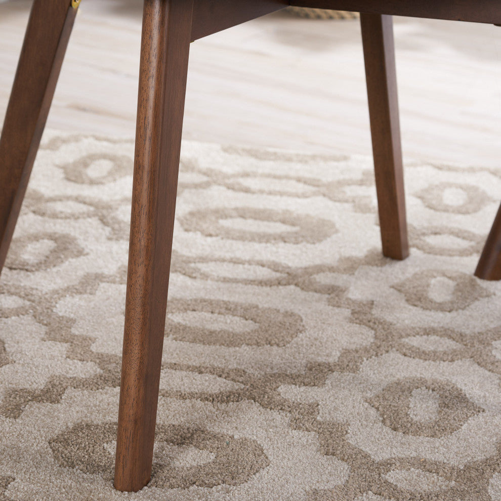 GDF Studio Caleb Mid-Century Walnut Finished Frame Dining Chairs, Set of 2, Light Beige