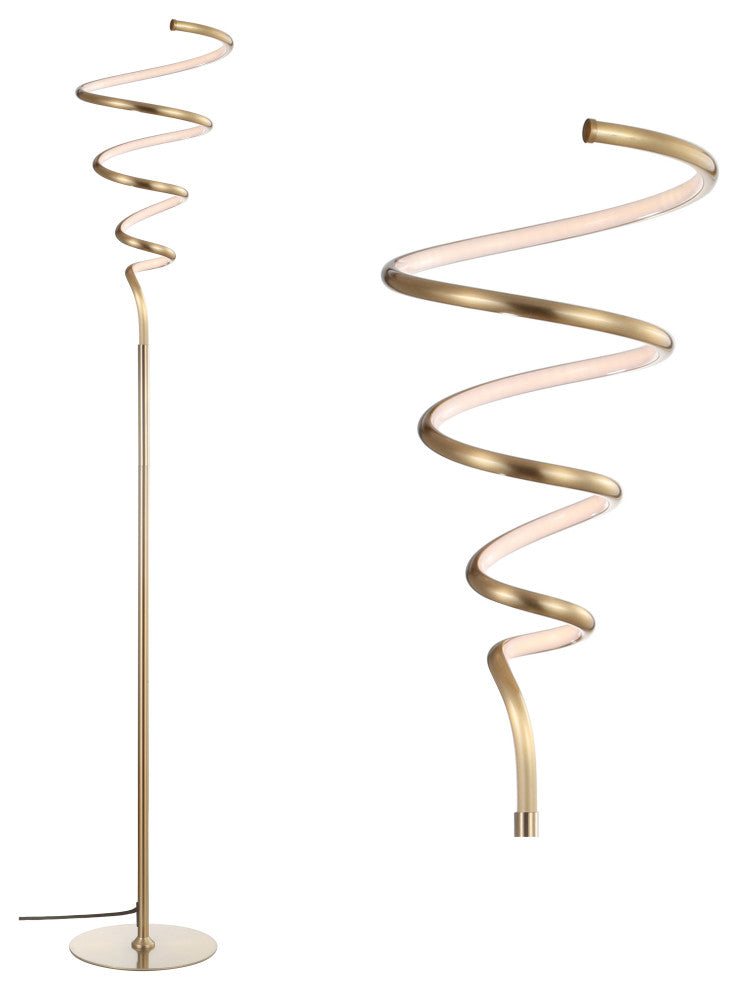 Scribble 60.5" Modern Metal Integrated LED Floor Lamp, Gold