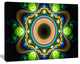 Green Fractal Pattern with Circles, Abstract Canvas Art Print, 20x12