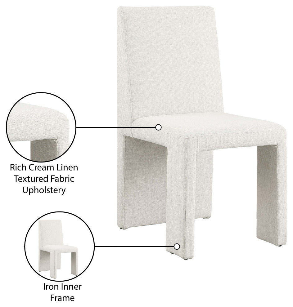 Benson Upholstered Dining Chair, Cream, Linen Texured Fabric