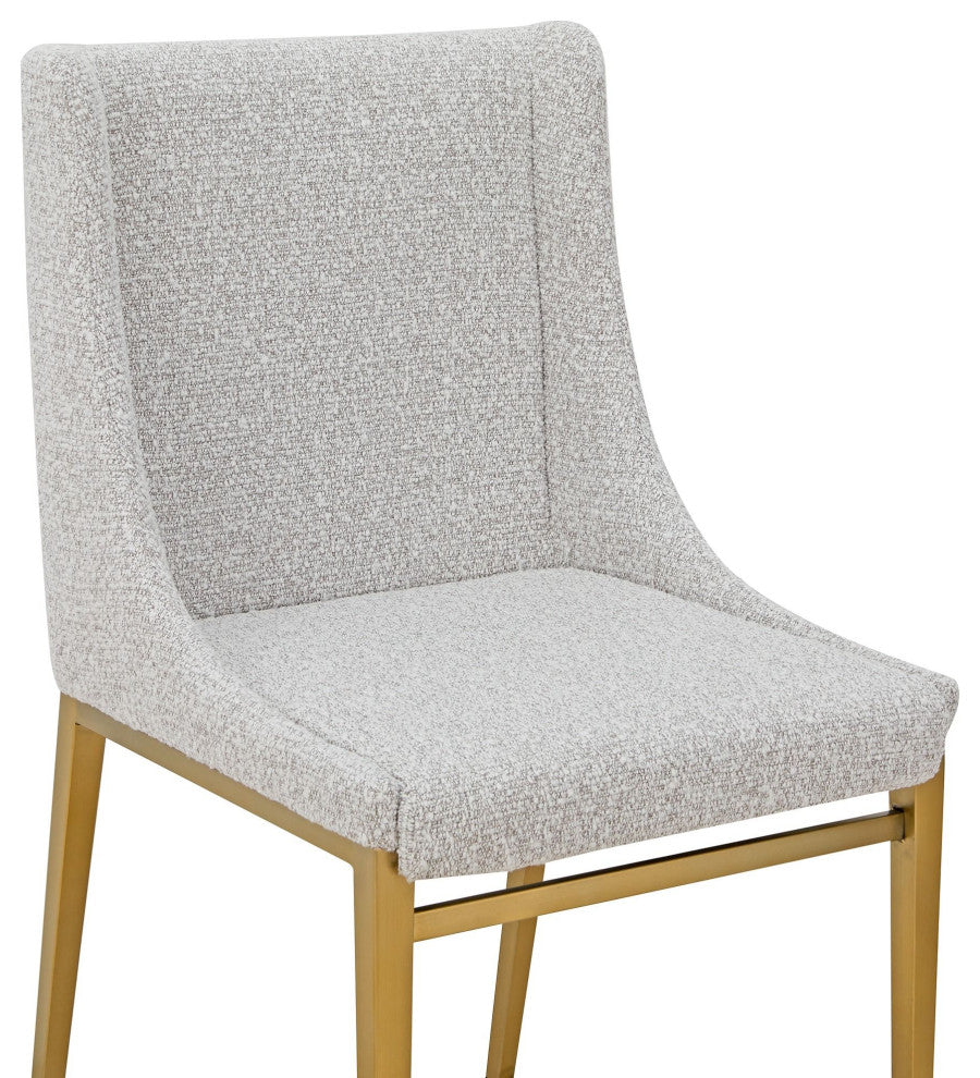 Modrest Mimi Modern Light Grey Fabric, Antique Brass Dining Chair, Set of 2