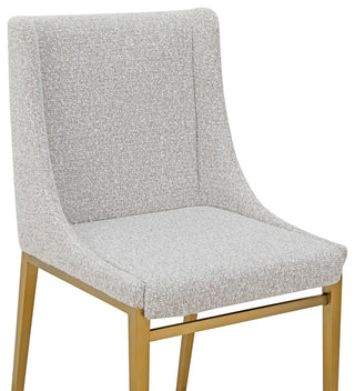 Modrest Mimi Modern Light Grey Fabric, Antique Brass Dining Chair, Set of 2