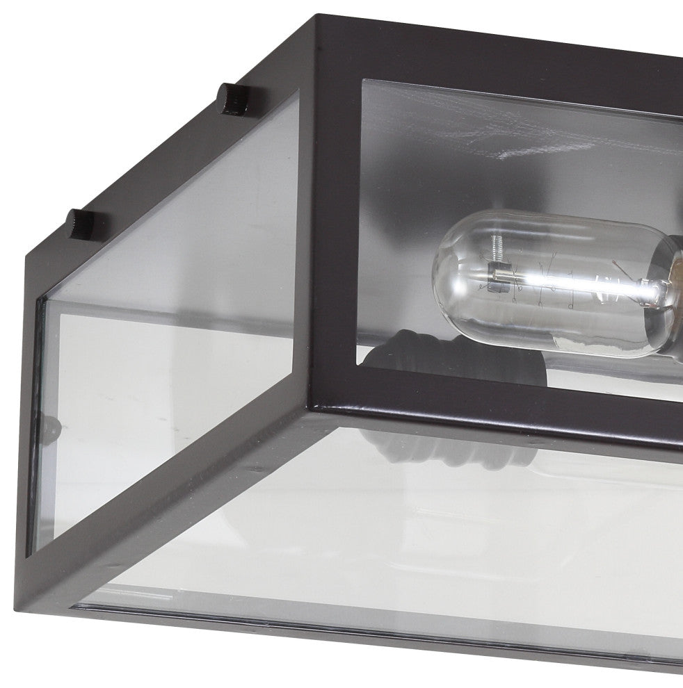 Grayson 12" Metal and Glass LED Flush Mount, Oil Rubbed Bronze / Clear