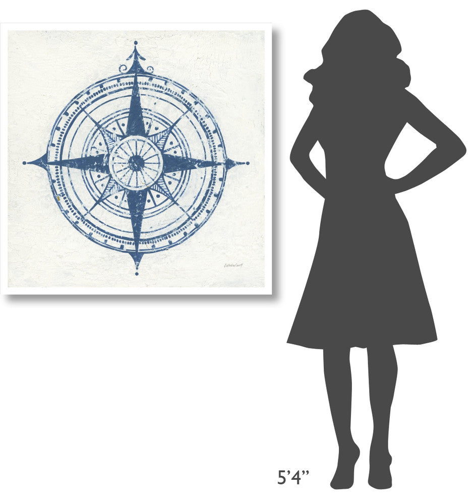"Indigo Gild Compass Rose II" Digital Paper Print by Kathrine Lovell, 38"x38"