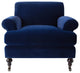 Alana 38" Lawson Accent Arm Chair, Metal Casters, Navy Blue Velvet